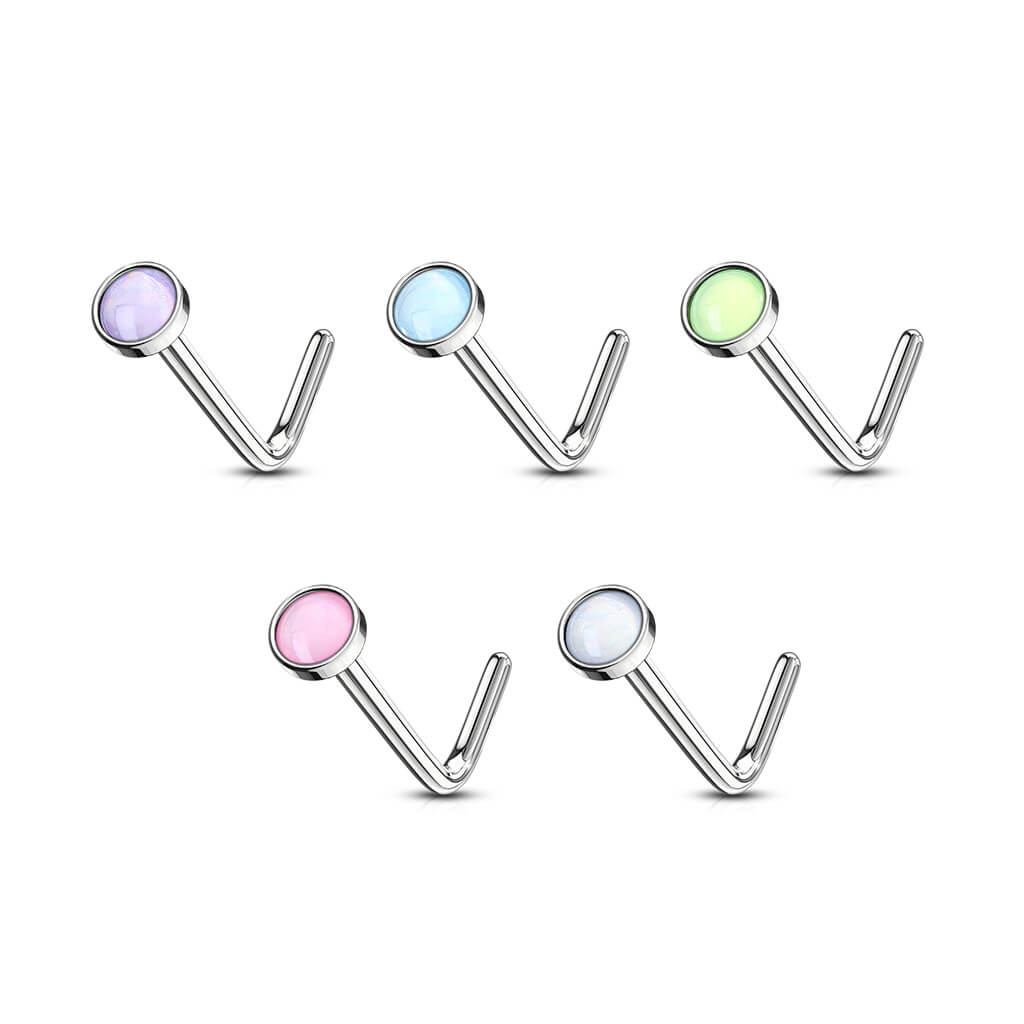 Nose L-Shape Illuminating synthetic Stone Silver