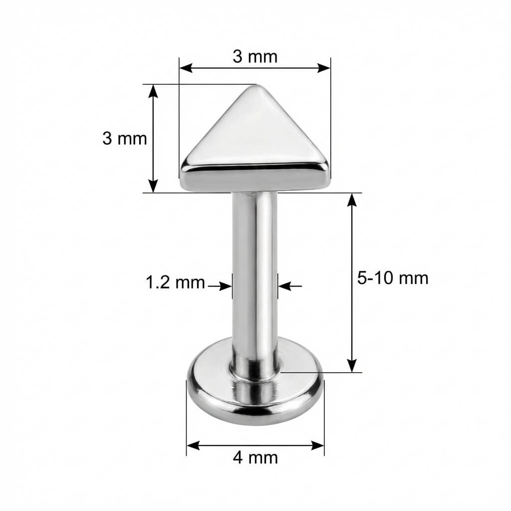 Titanium Labret Geometric Triangle Top Shape Internally Threaded