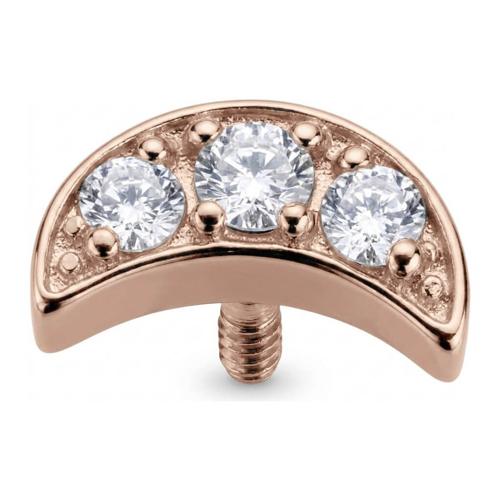 Titanium Top Crescent Moon Triple Zirconia Internally Threaded