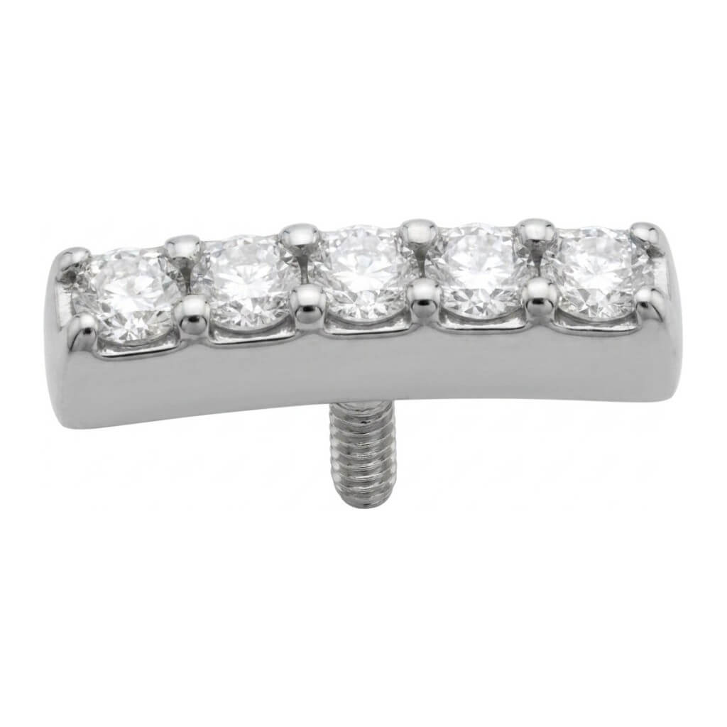 Titanium Top Curved Five Zircon Row Internally Threaded