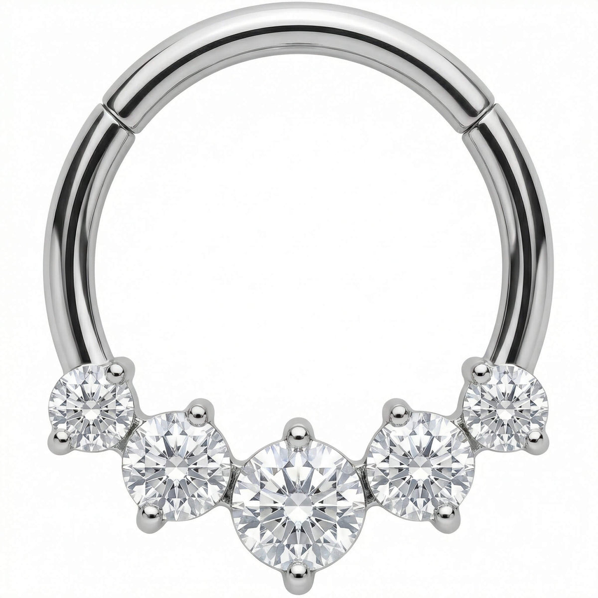 Titanium Ring Five Stone Arc Clicker