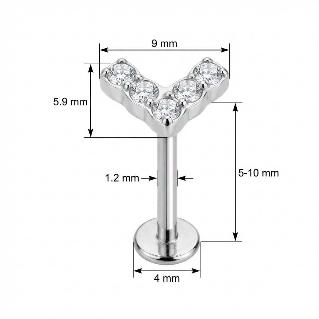 Titanium Labret Crystal Paved Lightning Bolt Internally Threaded