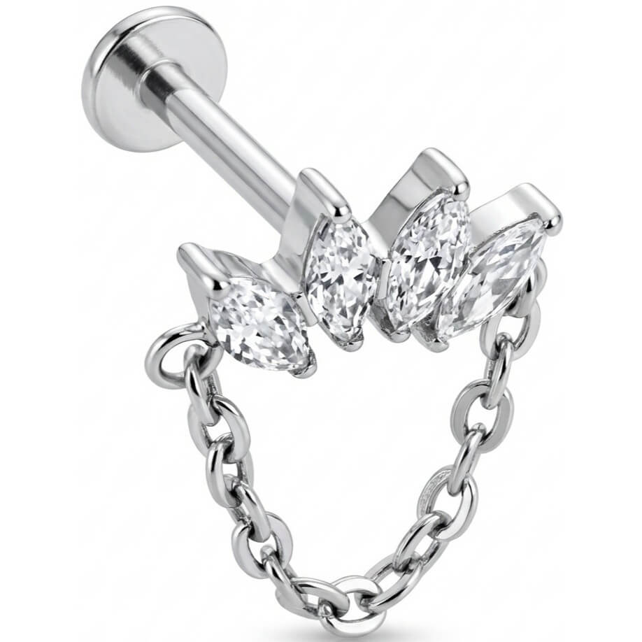 Titanium Labret 5 cubic zirconias Internally Threaded