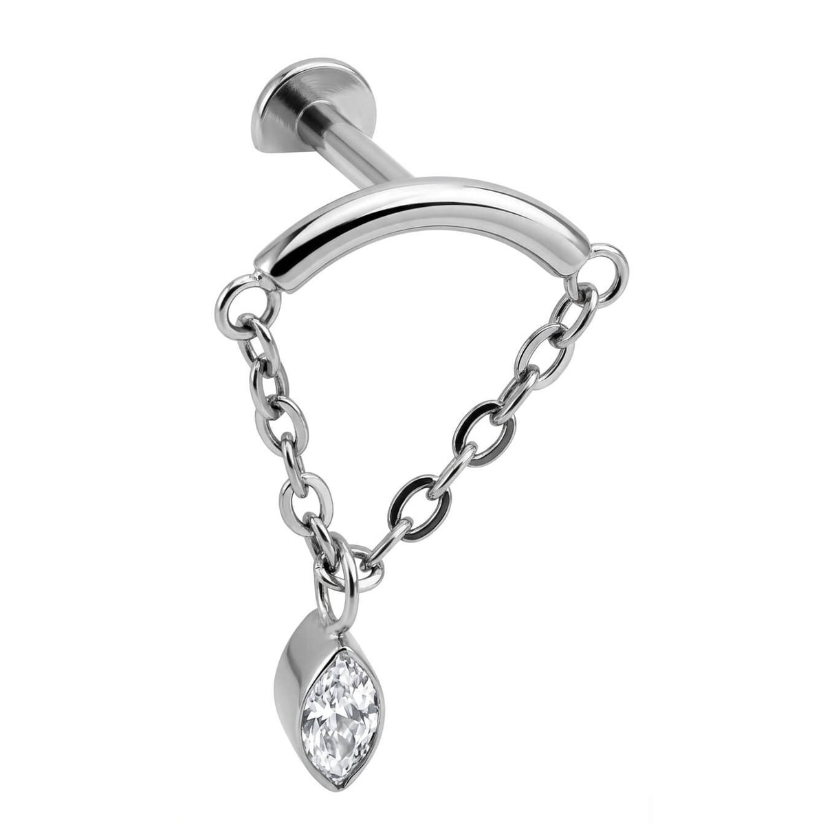 Titanium Labret 3 cubic zirconias Internally Threaded