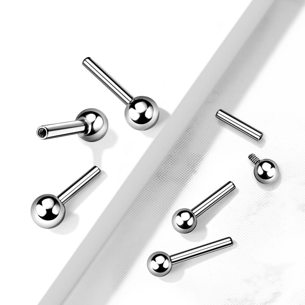 Titanium barbell pin with one ball Internally Threaded