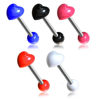 Tongue Barbell Acrylic Heart