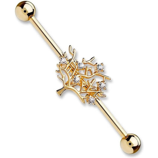 Industrial Barbell Life Tree Zirconia