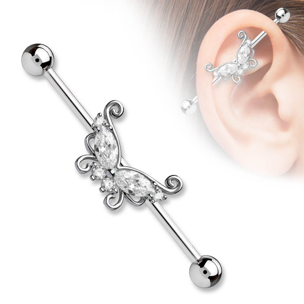 Industrial Barbell Butterfly Zirconia