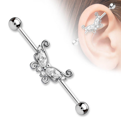 Industrial Barbell Butterfly Zirconia