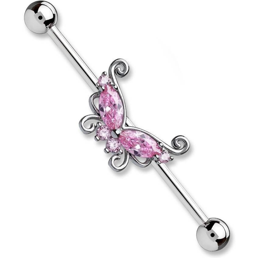 Industrial Barbell Butterfly Zirconia