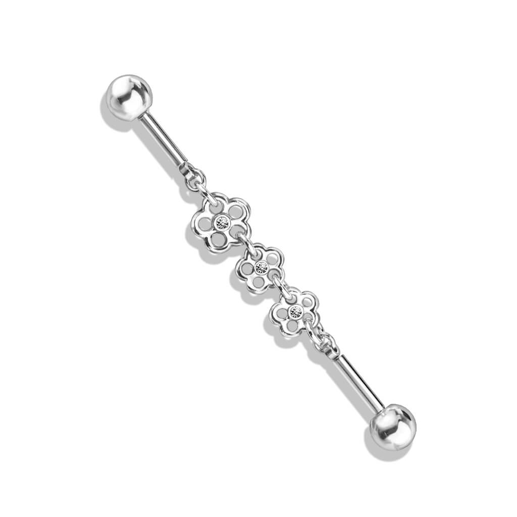 Industrial Barbell 3 Flowers Zirconia