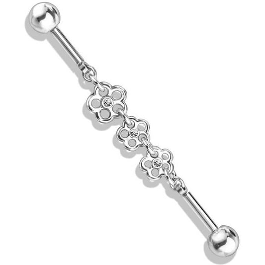 Industrial Barbell 3 Flowers Zirconia