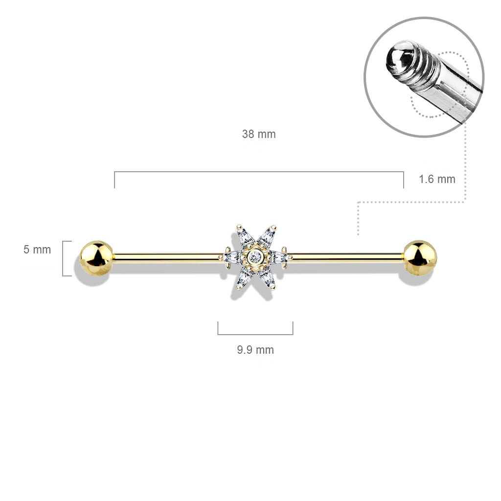 Industrial Barbell Flower Zirconia