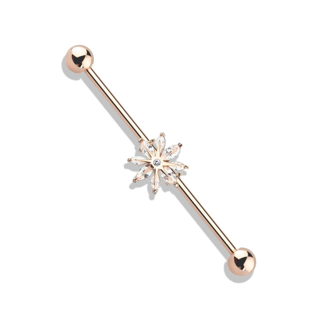 Industrial Barbell Snowflake Zirconia