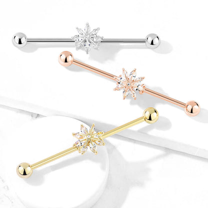 Industrial Barbell Snowflake Zirconia