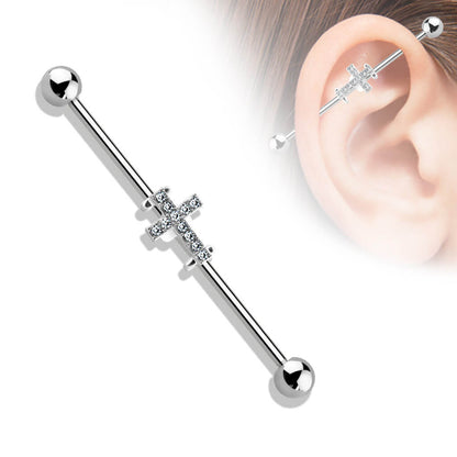 Industrial Barbell Kreuz Zirkonia