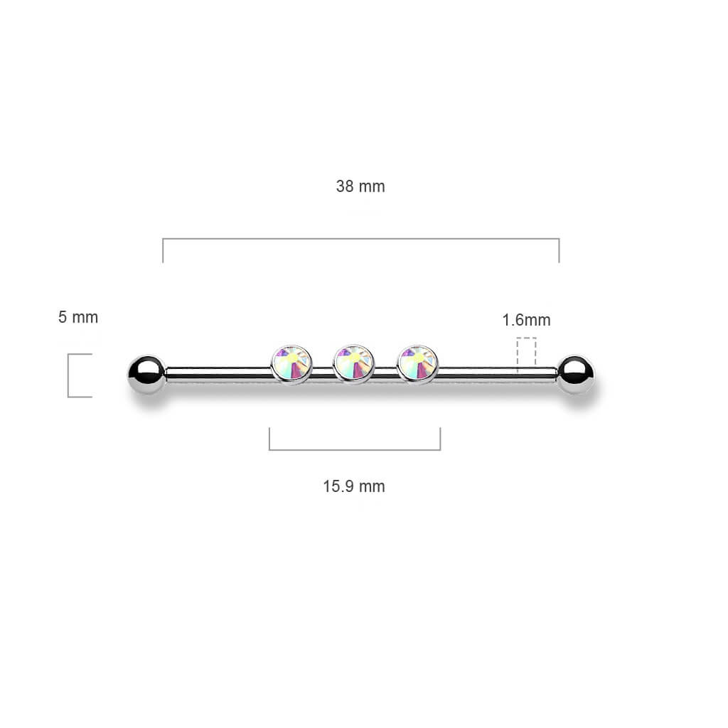 Barbell Industrial 3 Zirconi Filettatura Interna