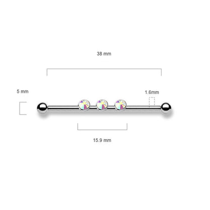 Barbell Industrial 3 Zirconi Filettatura Interna