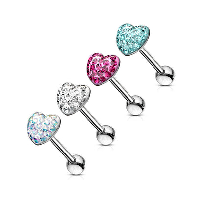 Tongue Barbell Heart Zirconia