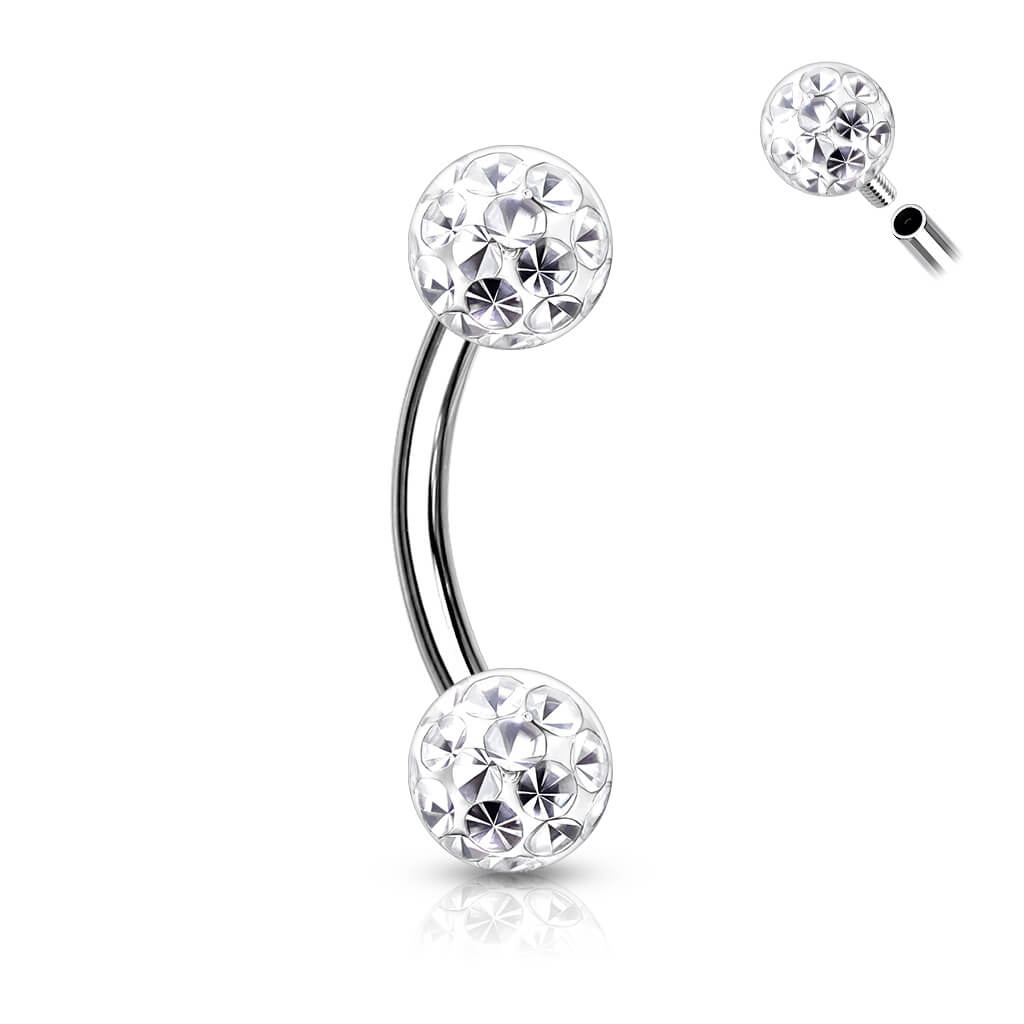 Eyebrow Piercing Ball Zirconia Internally Threaded