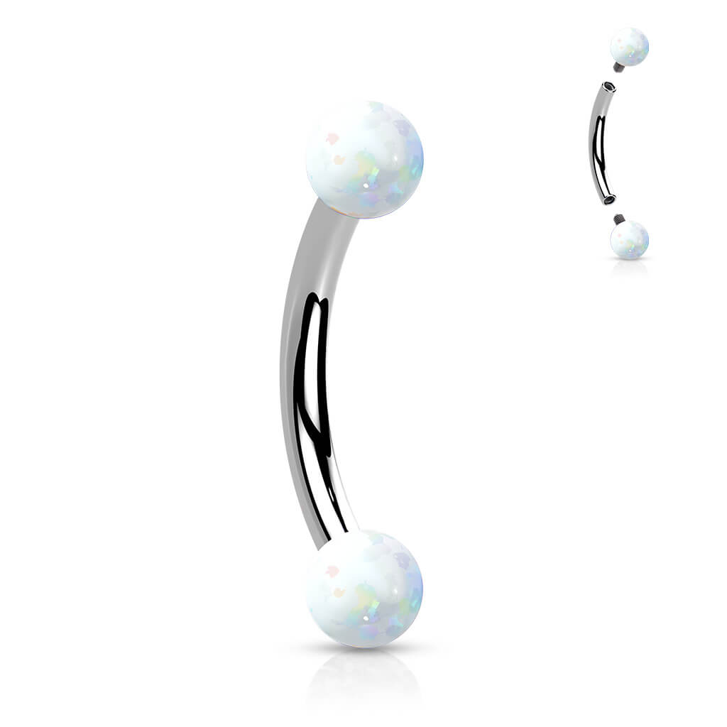 Eyebrow Piercing Ball Opal Silver Internally Threaded