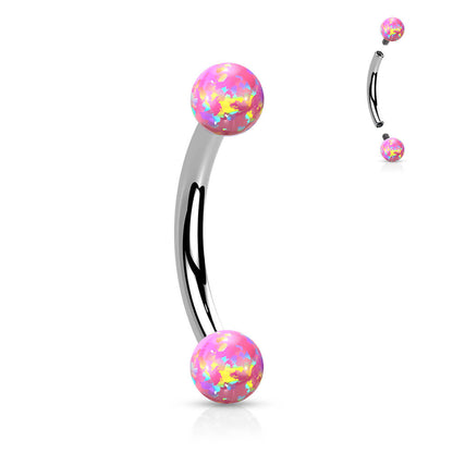 Eyebrow Piercing Ball Opal Silver Internally Threaded