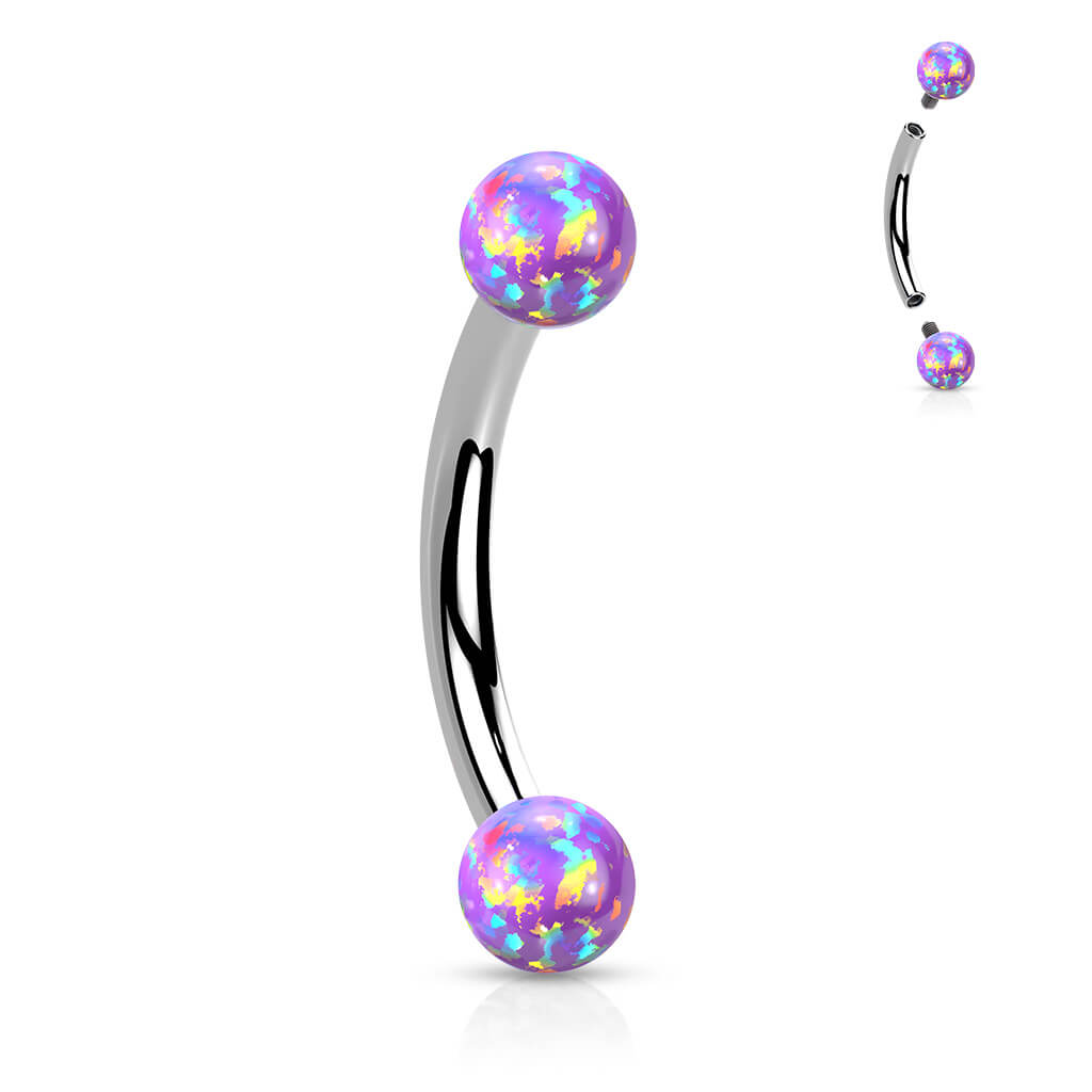 Eyebrow Piercing Ball Opal Silver Internally Threaded