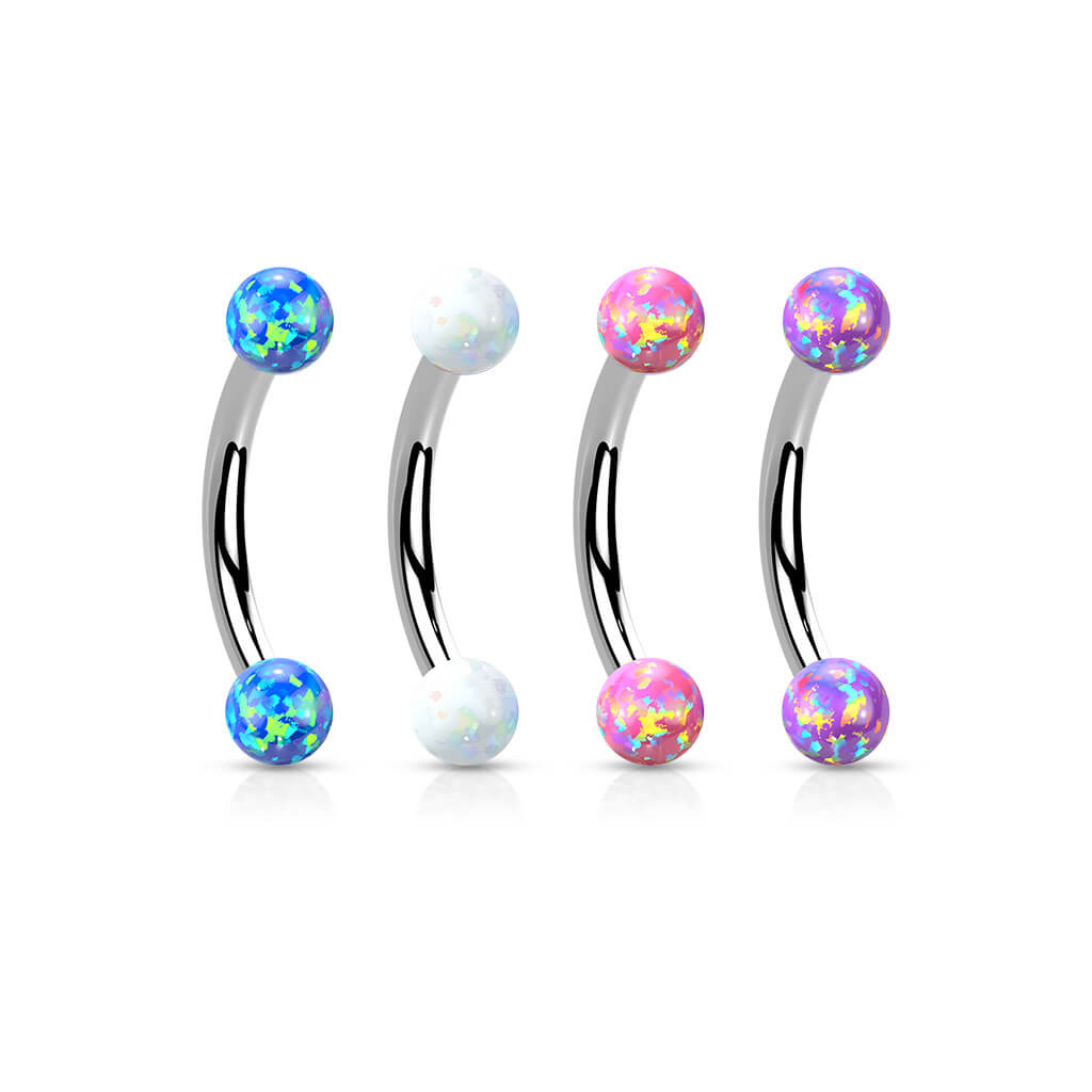 Eyebrow Piercing Ball Opal Silver Internally Threaded