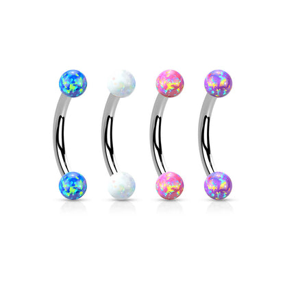 Eyebrow Piercing Ball Opal Silver Internally Threaded