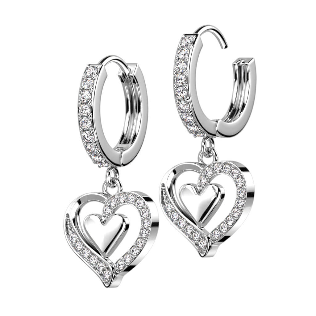 Heart dangle Zirconia Clicker