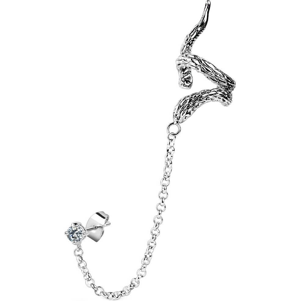 Ear Cuff Snake Zirconia Silver