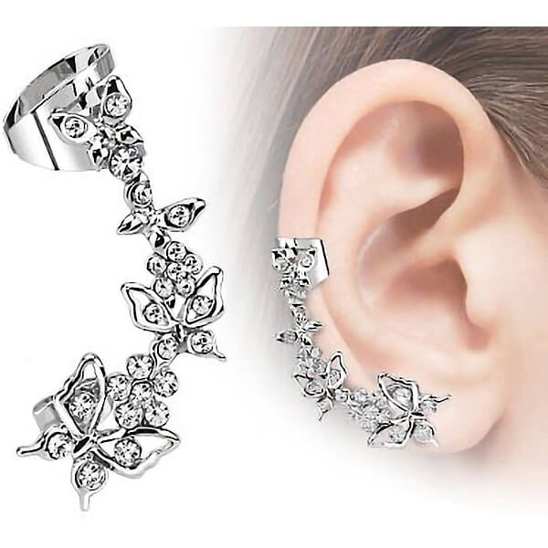 Earcuff Ear Cuff Mariposa Zirconia Flexible