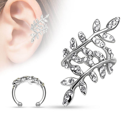 Earcuff Ear cuff foglie con zirconi Pieghevole