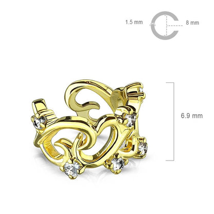 Earcuff Ear Cuff Heart Zirconia Bendable