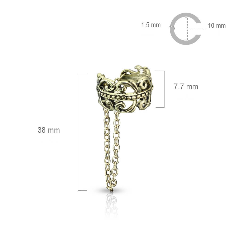 Earcuff Ear Cuff Céltico con Cadena colgante Flexible