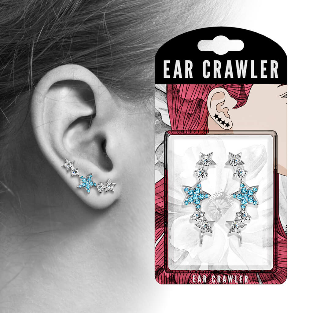 Ear crawler  cyrkonia gwiazdka