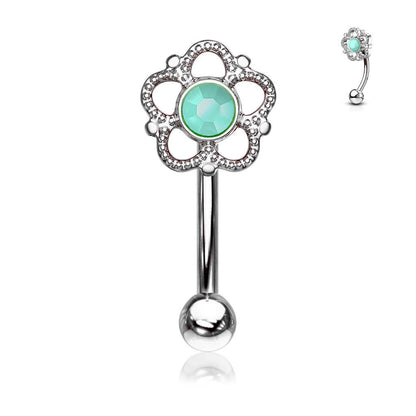 Eyebrow Piercing Flower Turquoise