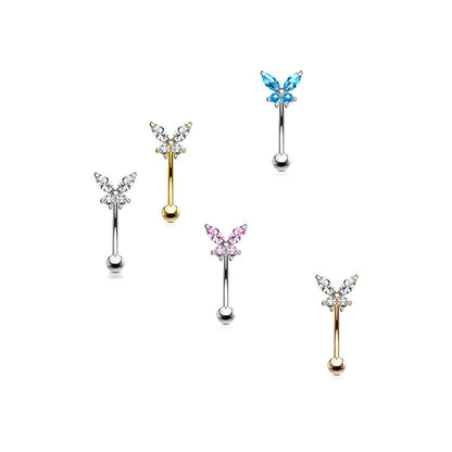 Eyebrow Piercing Butterfly Zirconia