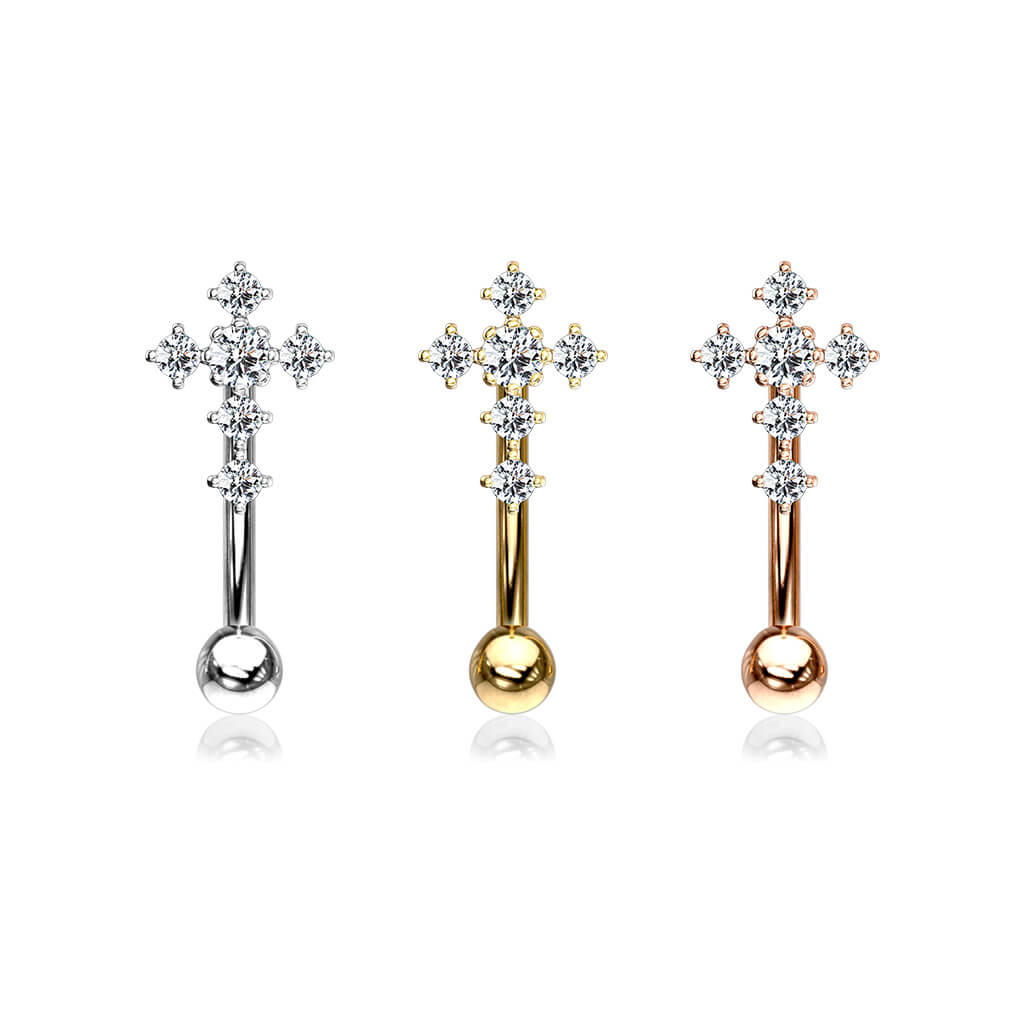 Eyebrow Piercing Cross Zirconia