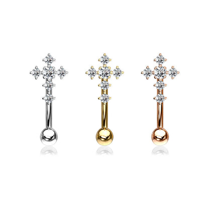 Eyebrow Piercing Cross Zirconia