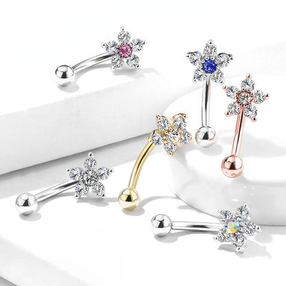 Eyebrow Piercing Flower Zirconia