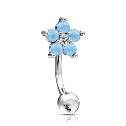 Eyebrow Piercing Flower Silver Zirconia