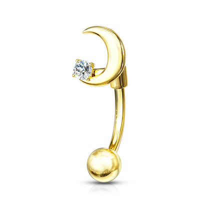 Piercing Sopracciglio Luna con zircone