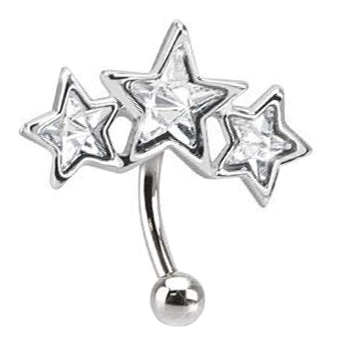 Eyebrow Piercing Star Silver Zirconia