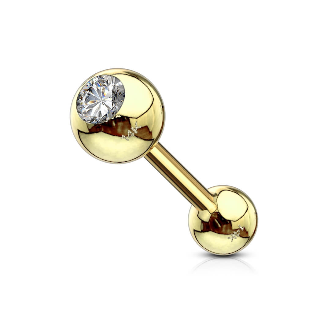 Oro 14kt Barbell Circonita Bola