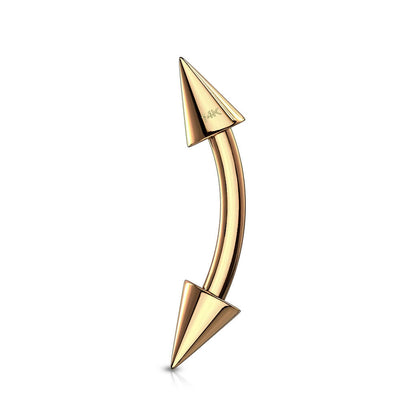 Solid Gold 14 Carat Eyebrow Piercing Spike