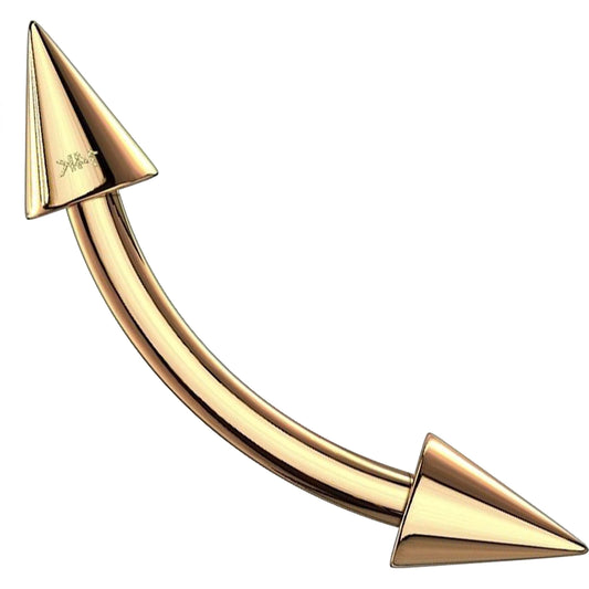 Solid Gold 14 Carat Eyebrow Piercing Spike