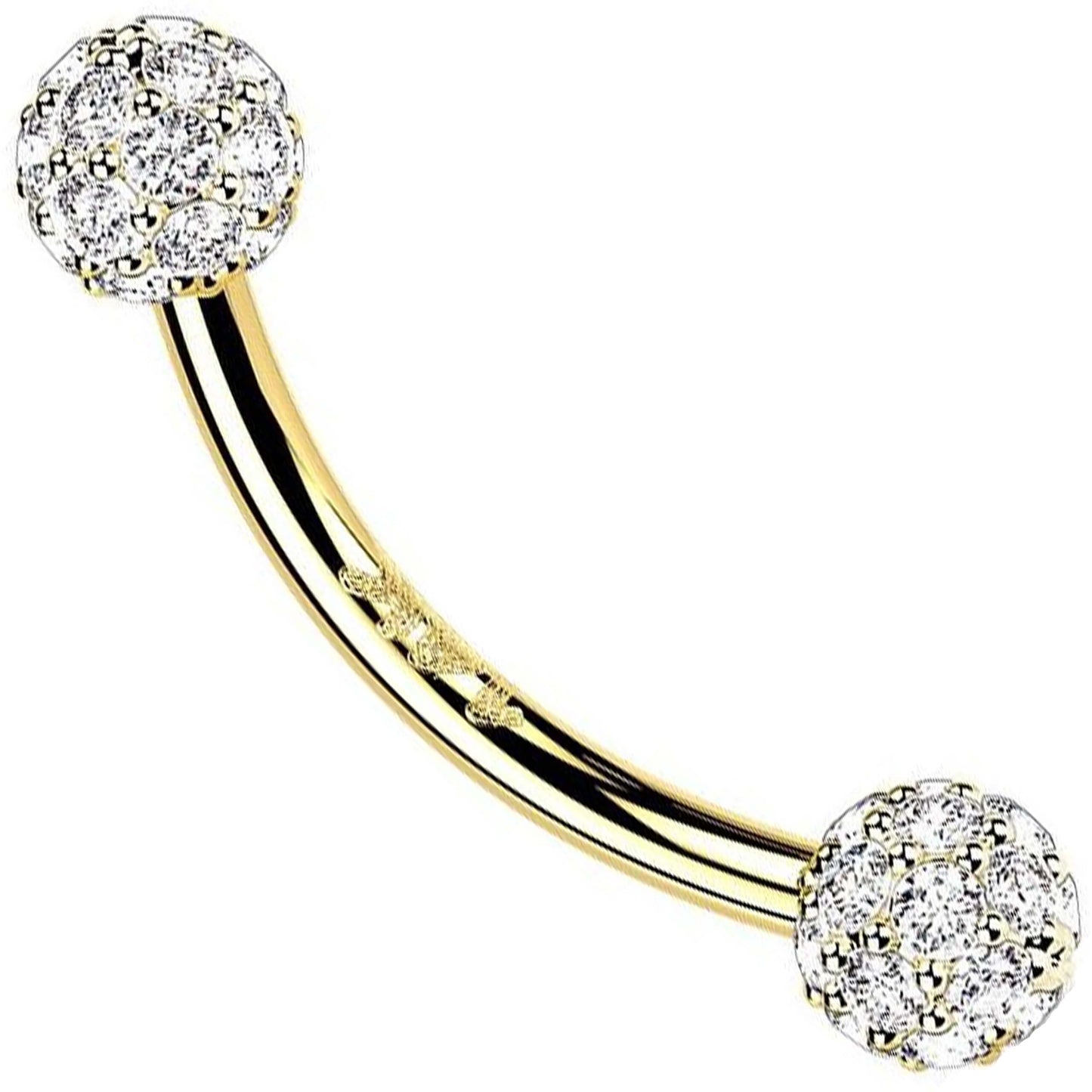 Solid Gold 14 Carat Eyebrow Piercing Zirconia