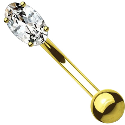 Oro 14 kt Piercing Sopracciglio Zircone ovale