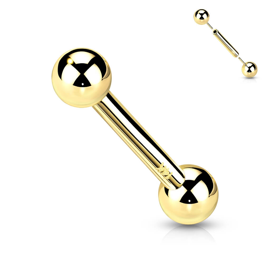 Oro 14 kt Barbell Sfera  Push-In